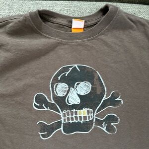 Target Halloween Boys Jolly Roger Skull Short Sleeve T-shirt Brown Medium